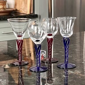 VINTAGE set of 4 Bombay Company twisted stem cordial glasses